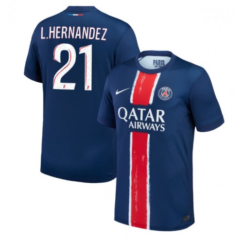 Fotballdrakt Herre Paris Saint-Germain Lucas Hernandez #21 Hjemmedrakt 2024-25 Kortermet